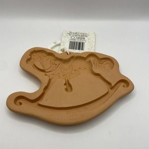 Vtg 1990s Cotton Press‎ ROCKING HORSE Terra Cotta Cookie Mold Paper Art Stamp